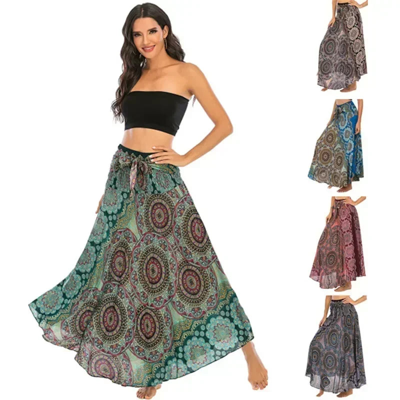 Sexy Summer Long Boho Bottom Women Skirt Vintage Casual Ropa Mujer Faldas Loose Fashion Y2K Maxi Skirts Woman Clothing Saia Jupe