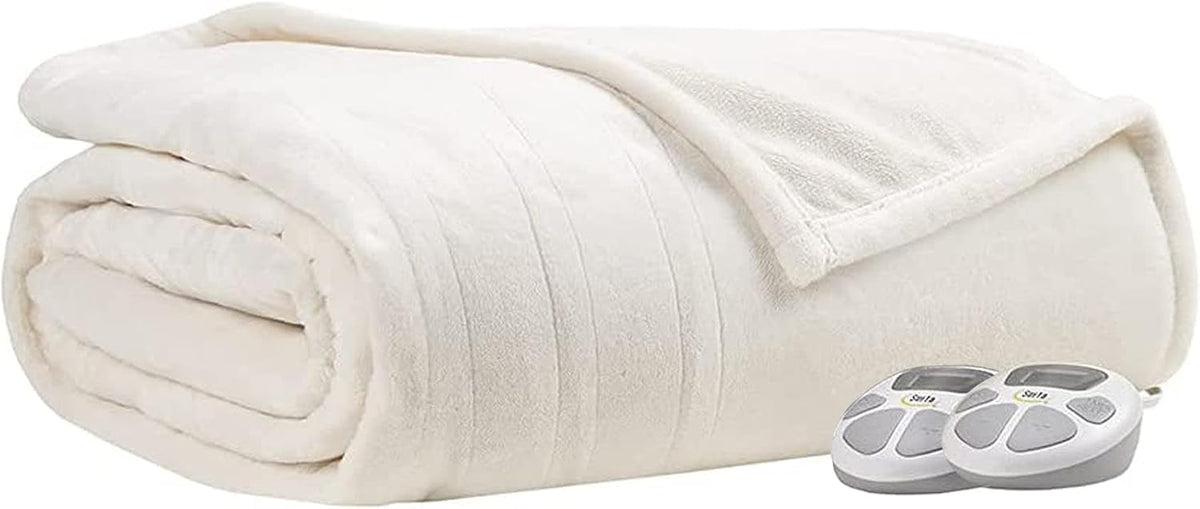 Heated Blanket Queen, Fast Heating Electric Blanket, Creme White