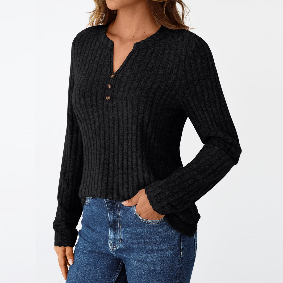 Tunic Shirts for Womens Long Sleeve Tops Casual V Neck Sweaters for Women Blouses