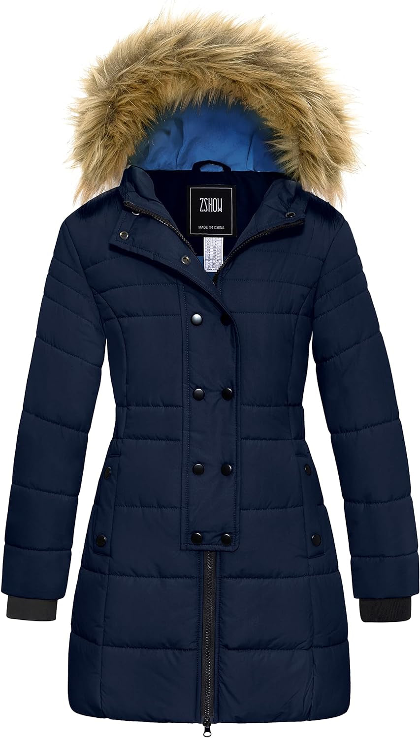 Girls' Long Winter Coat Waterproof Warm Puffer Jacket Hooded Parka