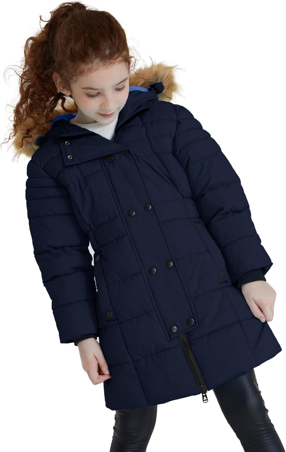 Girls' Long Winter Coat Waterproof Warm Puffer Jacket Hooded Parka