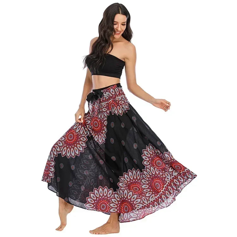 Sexy Summer Long Boho Bottom Women Skirt Vintage Casual Ropa Mujer Faldas Loose Fashion Y2K Maxi Skirts Woman Clothing Saia Jupe