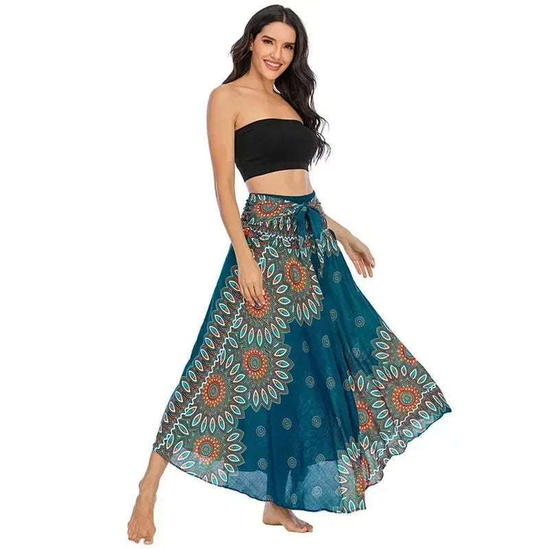 Sexy Summer Long Boho Bottom Women Skirt Vintage Casual Ropa Mujer Faldas Loose Fashion Y2K Maxi Skirts Woman Clothing Saia Jupe