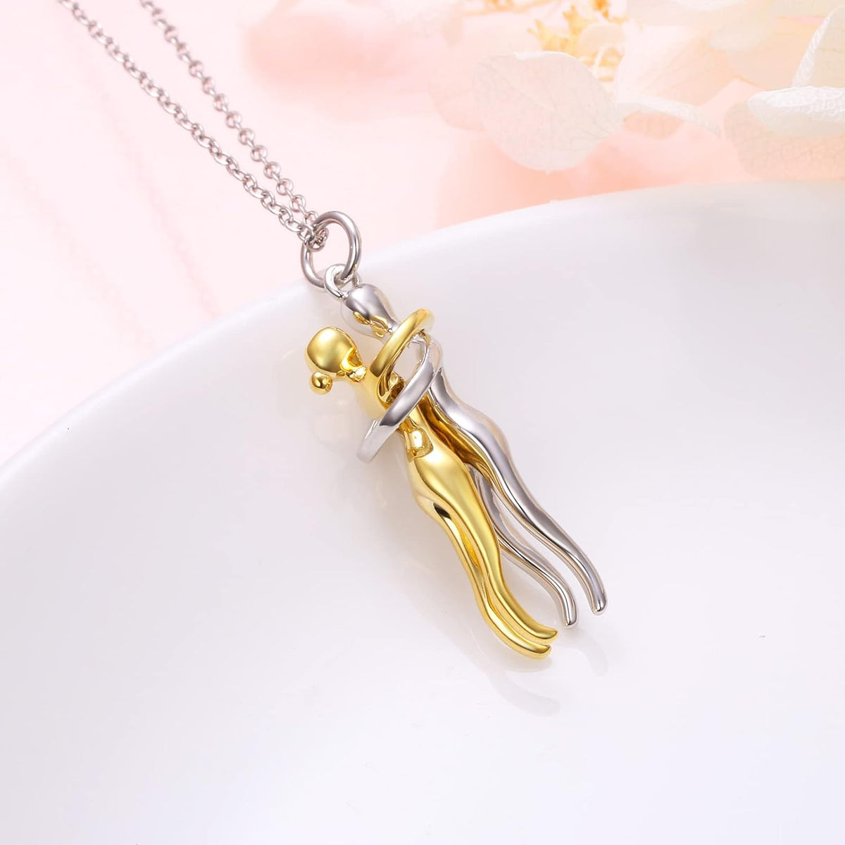 Hug Couple Necklace 925 Sterling Silver Hugging Couples Pendant Jewelry Gifts