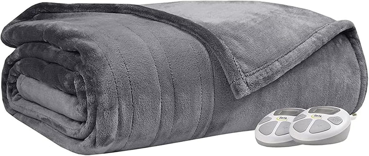 Heated Blanket Queen,Fast Heating Electric Blanket Charcoal Grey