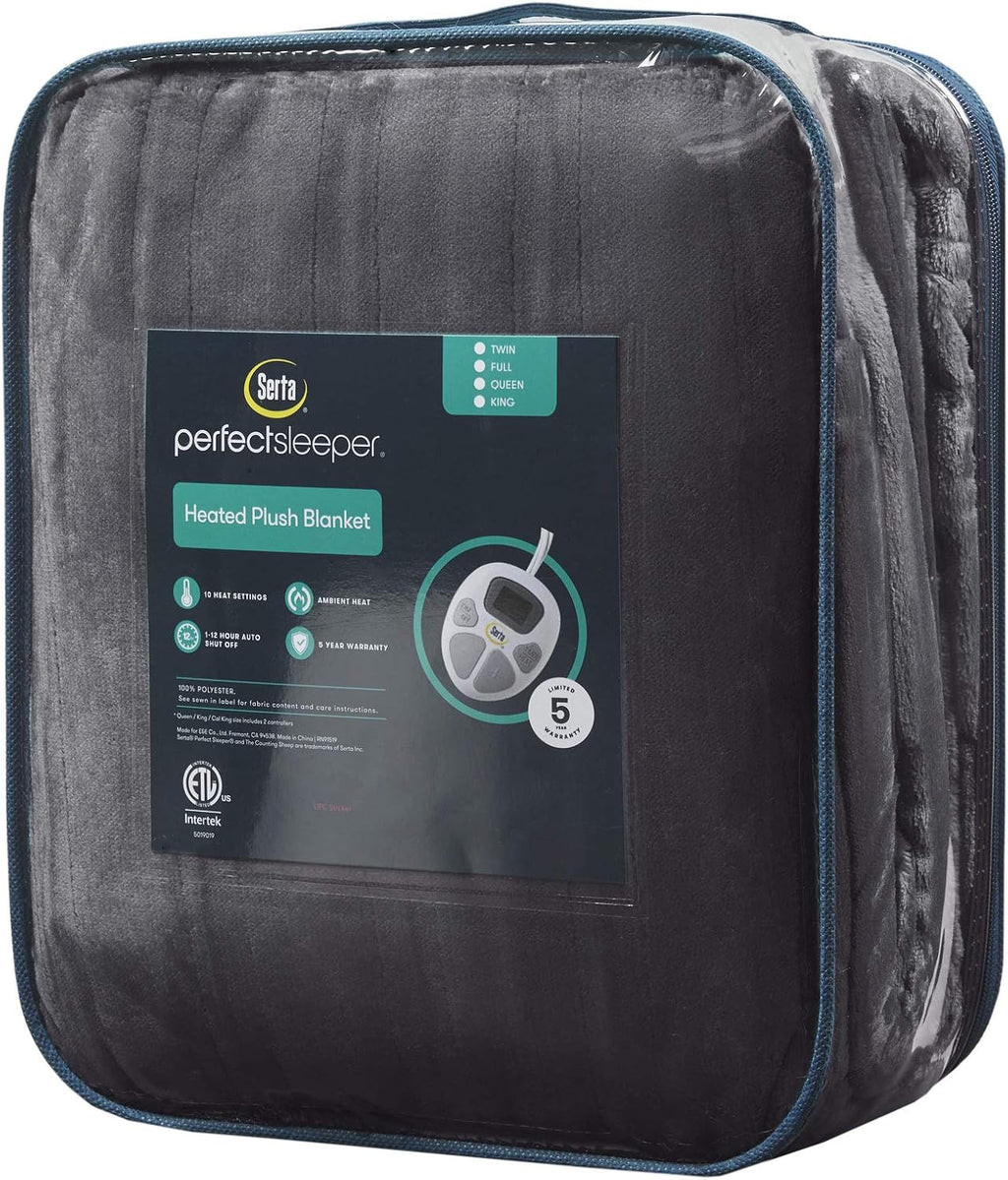 Heated Blanket Queen,Fast Heating Electric Blanket Charcoal Grey