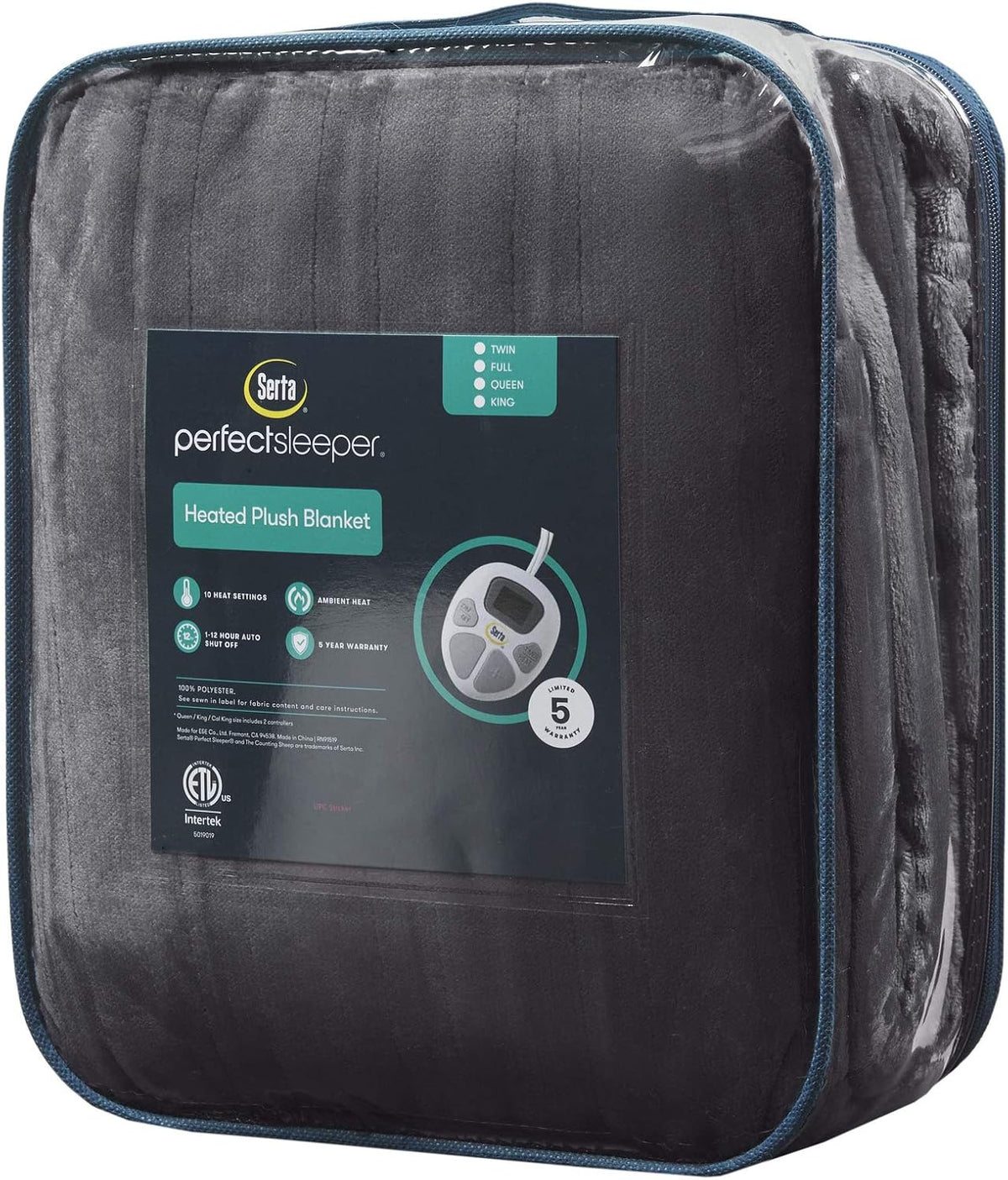 Heated Blanket Queen,Fast Heating Electric Blanket Charcoal Grey