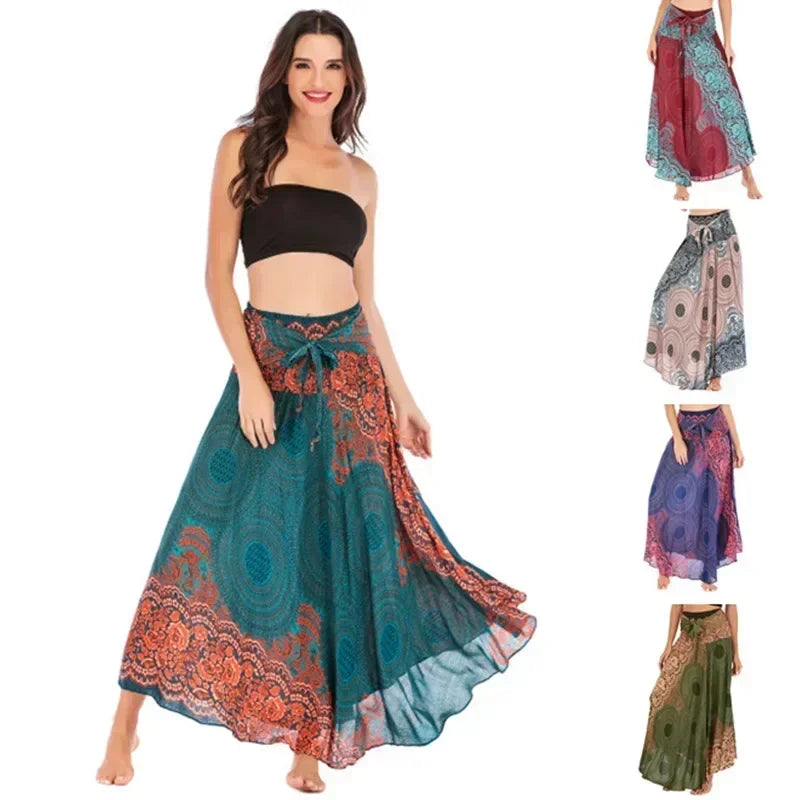 Sexy Summer Long Boho Bottom Women Skirt Vintage Casual Ropa Mujer Faldas Loose Fashion Y2K Maxi Skirts Woman Clothing Saia Jupe