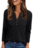Tunic Shirts for Womens Long Sleeve Tops Casual V Neck Sweaters for Women Blouses