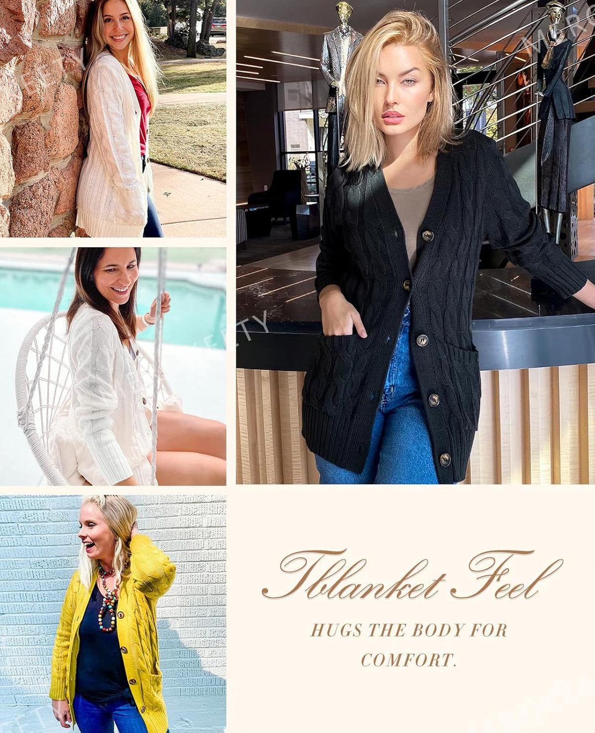 Womens Fall 2026 Long Sleeve Cable Knit Cardigan Sweaters | Open Front, Button Down, Ribbed Cuffs and Hem, Chunky Trendy Outerwear Coats, Fashion Winter Outfits
