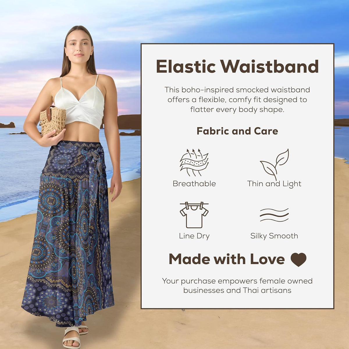 Long Boho Skirts for Women - Bohemian Hippie Maxi Summer Skirt