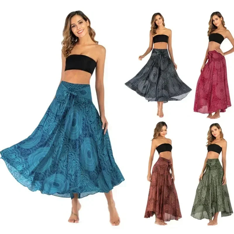 Sexy Summer Long Boho Bottom Women Skirt Vintage Casual Ropa Mujer Faldas Loose Fashion Y2K Maxi Skirts Woman Clothing Saia Jupe