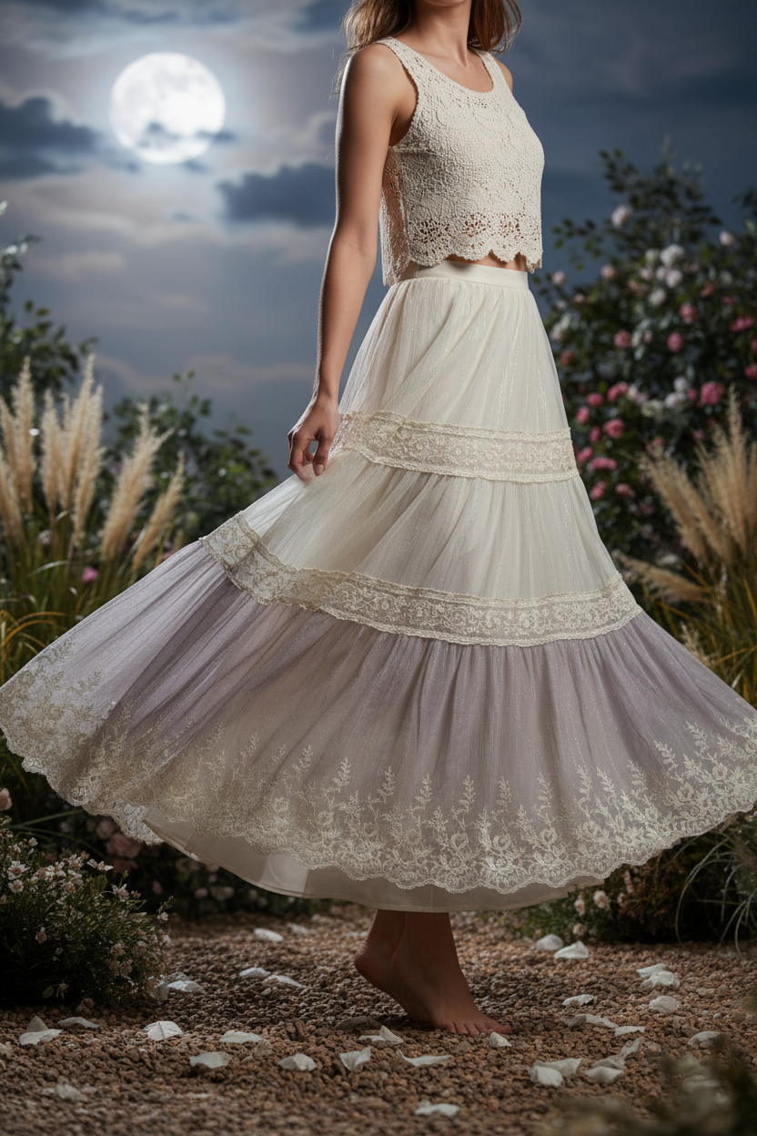 Boho Moonlight Flow Skirt – Flowy Maxi Skirt for Women