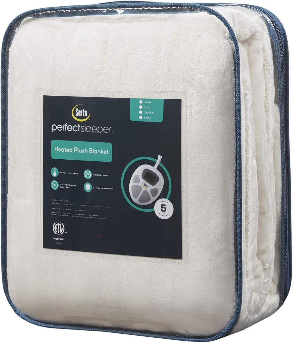 Heated Blanket Queen, Fast Heating Electric Blanket, Creme White