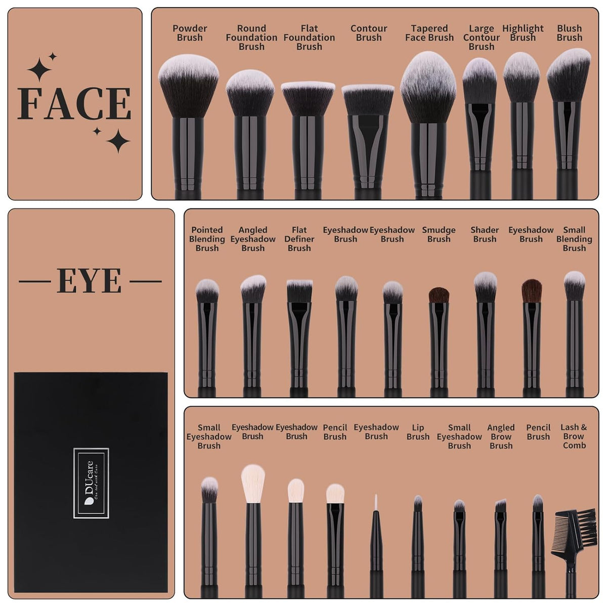 Professional Makeup Brushes Set 27Pcs Makeup Brush Set Premium Synthetic Kabuki Foundation Blending Face Powder Blush Concealers Eye Shadows Brushes