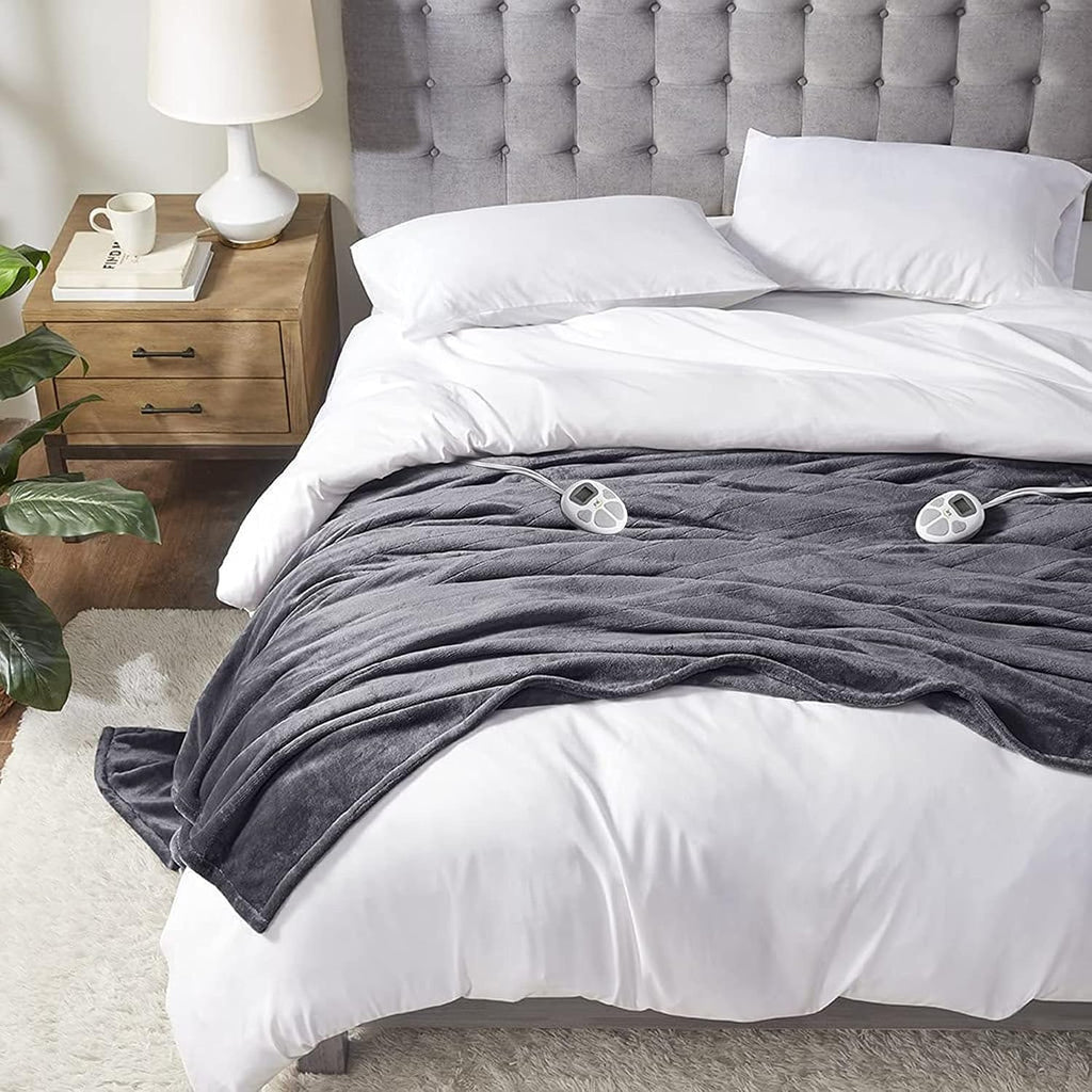 Heated Blanket Queen,Fast Heating Electric Blanket Charcoal Grey