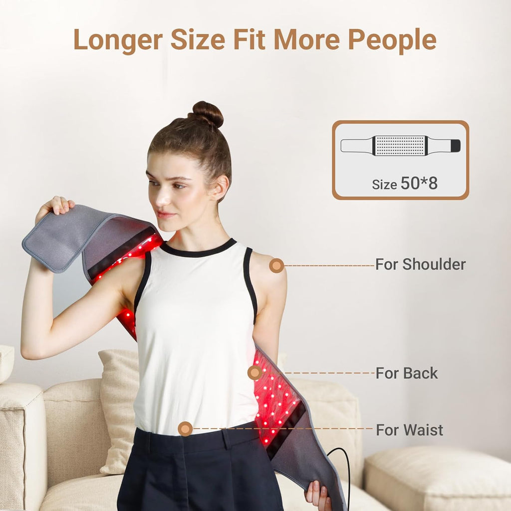 Red Light Belt with 126 Leds, 660Nm & 850Nm, 22W(Corded) | Wearable near Infrared Light Wrap with Timer, Home Office Use, Wasit Belly Birthday Gifts for Women Men Mom Dad